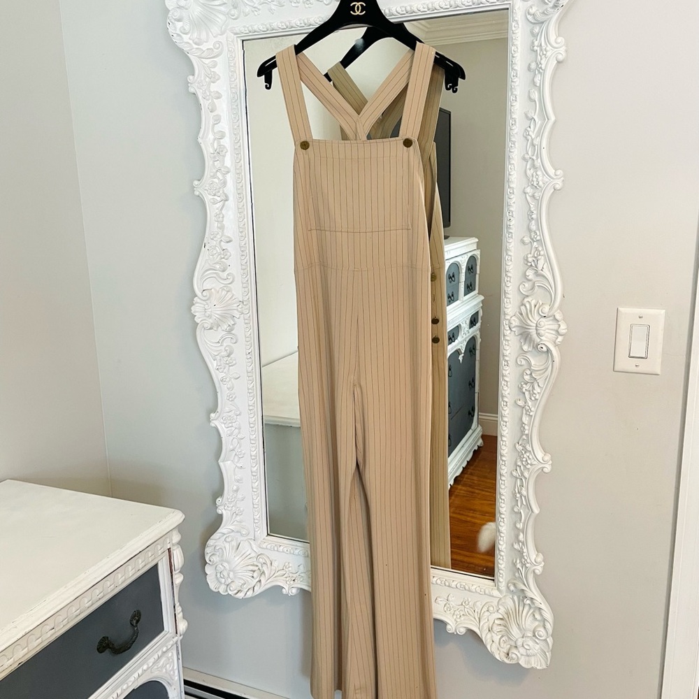 Vintage CHANEL Rare Striped Dress Logo Jumpsuit Overalls